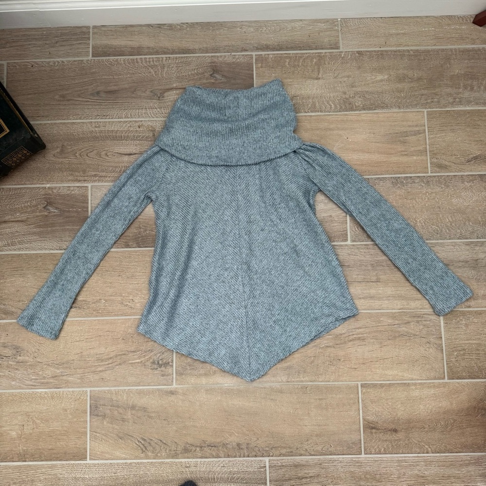 Elegant light blue soft Cowl Neck Sweater